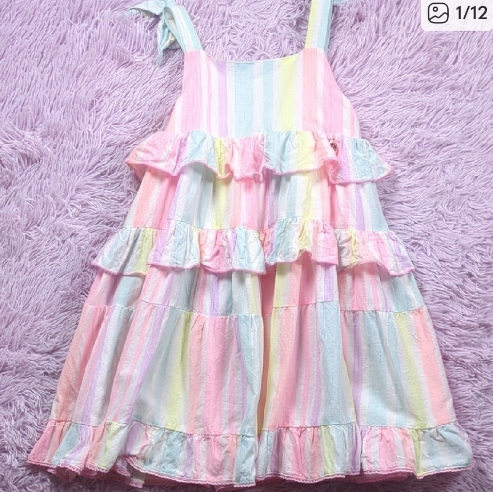 Angel & Rocket Girls Cotton Nola Pastel Rainbow Dress